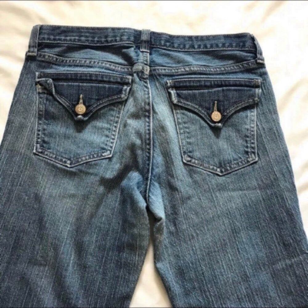 GAP Jeans Crop Capri Womens Sz 8 Denim Blue Jeans Stretch Triangle Flap Pockets - Picture 2 of 10
